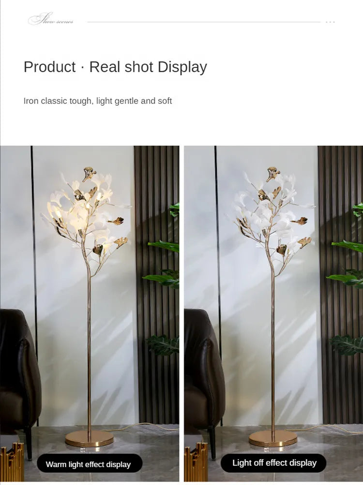 Afralia™ Nordic Ginkgo Leaf Modern Floor Lamp: Romantic Night Light for Living Room Bedroom