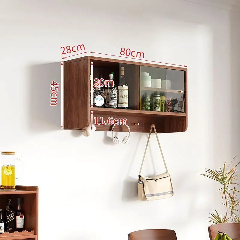Afralia™ Retro Solid Wood Wall Mounted Kitchen Storage Cabinet