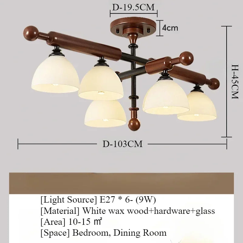 Afralia™ Wood Pendant Light Retro Design LED Chandelier for Home Decor and Lighting