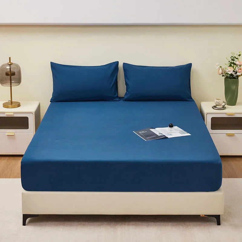 Afralia™ Waterproof Brushed Bedsheet, Solid Color Single Bed Cover with Elastic Band