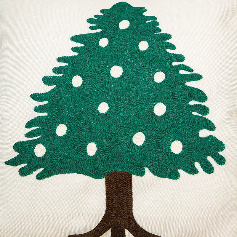 Afralia™ Embroidered Christmas Tree Cushion Cover 45x45cm Green Red Square Pillow Cover