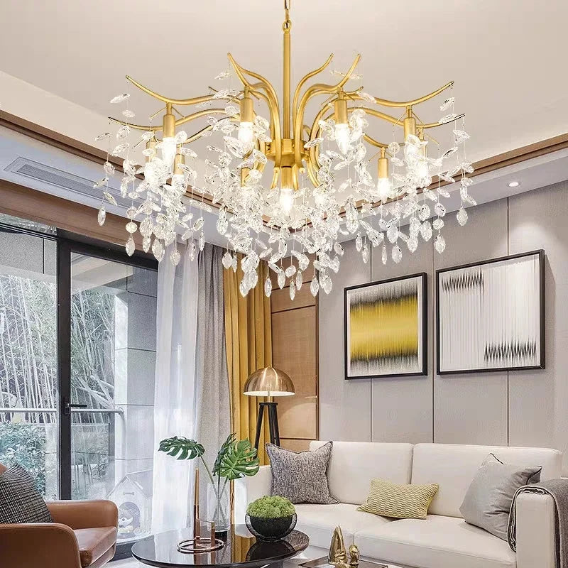 Afralia™ Elegant Black Crystal Chandelier for Living Dining Bedroom Kitchen