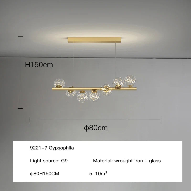 Afralia™ Glass Balls G9 LED Chandelier for Dining Room & Kitchen
