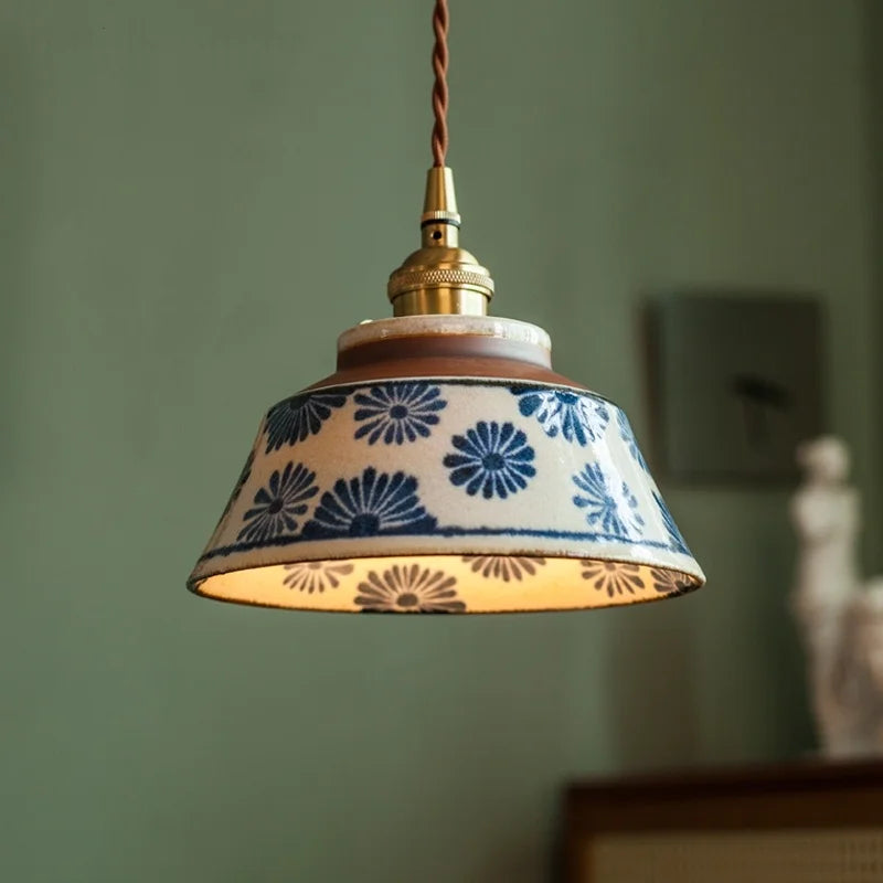 Afralia™ Ceramic LED Pendant Lights: Vintage Style for Restaurant, Bedroom, and Living Room