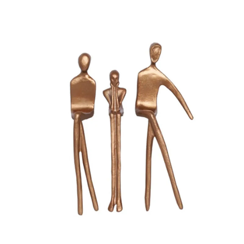Afralia™ Gold Plated Figure Sculpture Set | Abstract Desk Decoration | Character Statue