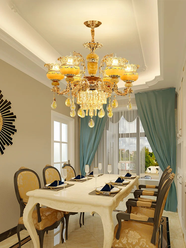 Afralia™ Luxury Jade Crystal Chandelier for Elegant Living Spaces