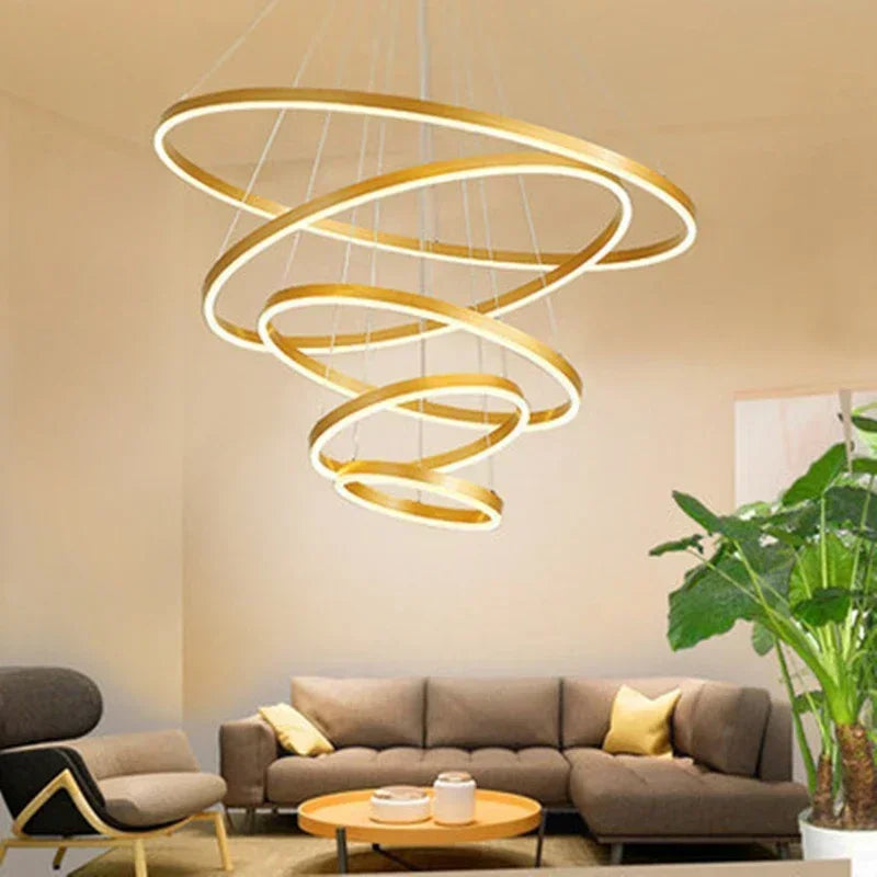 Afralia™ LED Rings Ceiling Chandelier for Modern Home Decoration