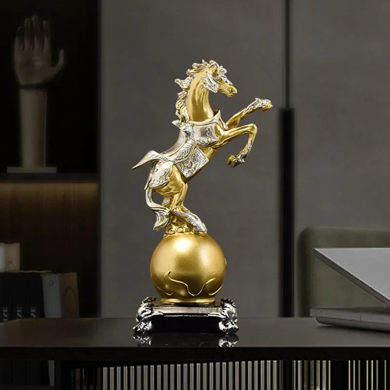 Afralia™ Modern Horse Resin Decoration | Luxury Home Office Feng Shui Ornament