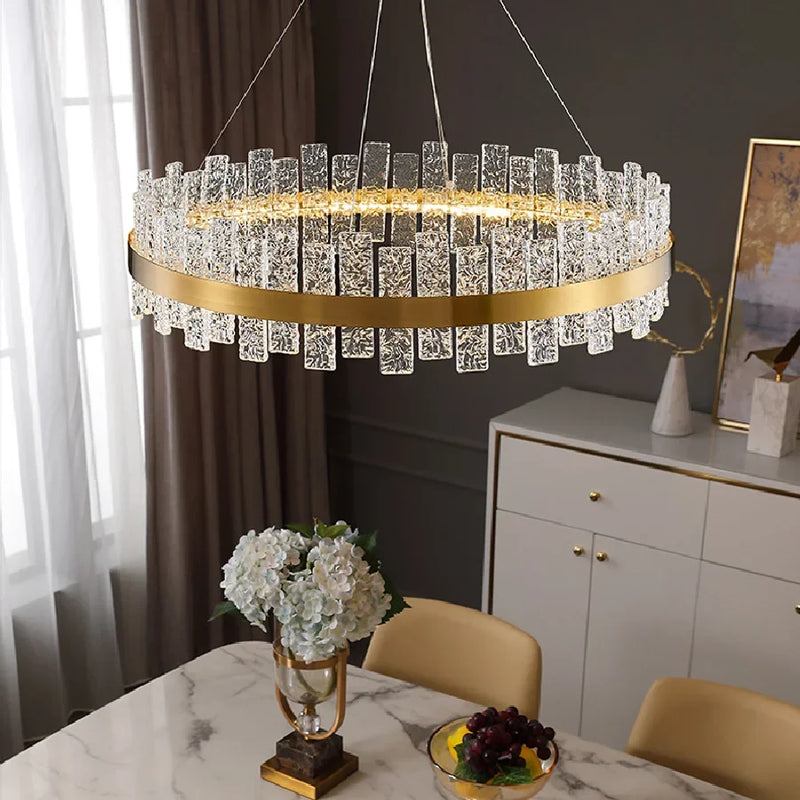 Afralia™ Modern Glass Ceiling Chandelier for Dining & Living Room - Round Pendant Lighting