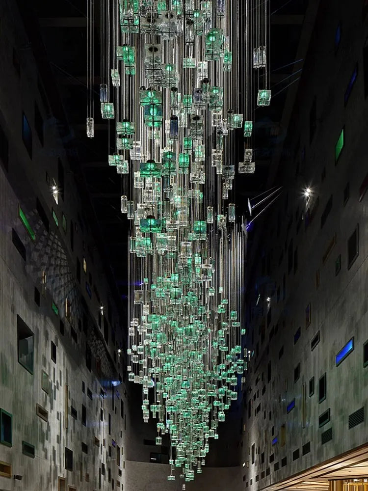 Afralia™ Crystal Cube Pendant Light: Modern Designer Chandelier for Home & Hotel Settings