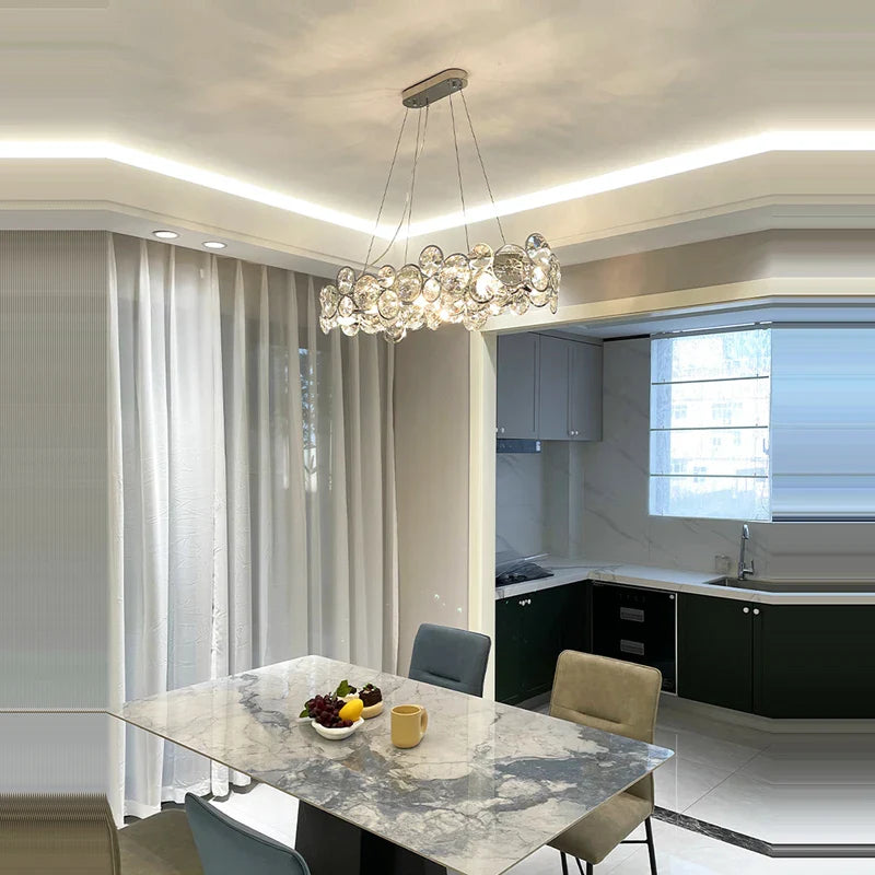 Afralia™ Crystal Magic Ring Dimmable LED Pendant Light for Living Room & Foyer