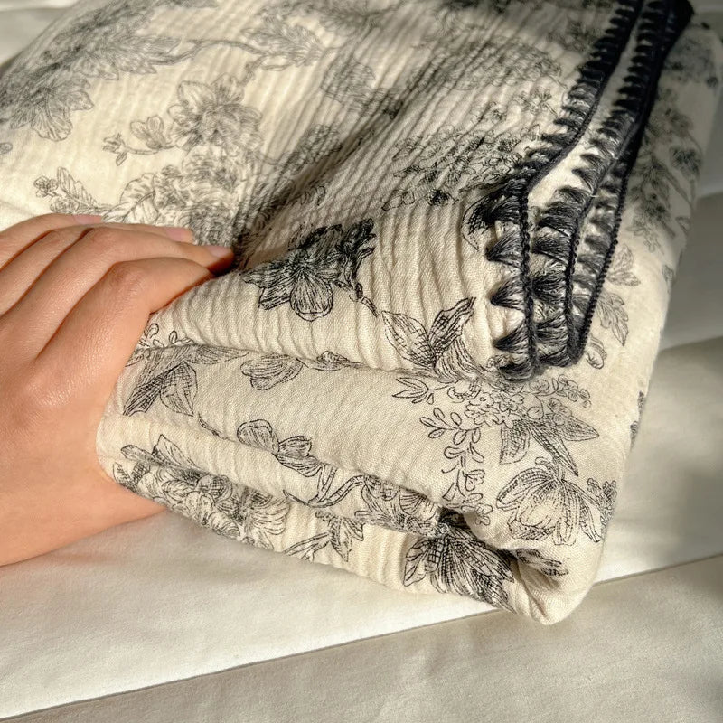 Afralia™ Korean Cotton Cartoon Blanket for Travel & Home - Kids, Adults