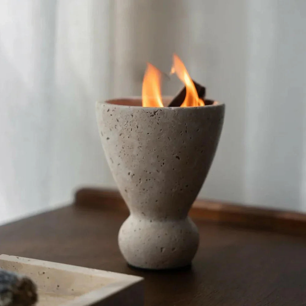 Afralia™ Travertine Mubkhar Wood Incense Holder & Palo Santo Burner