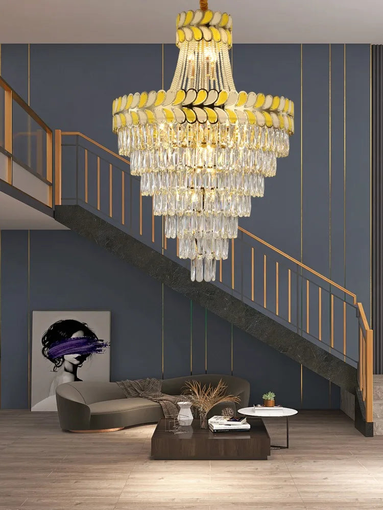 Afralia™ Luxury Duplex Building Staircase Chandelier