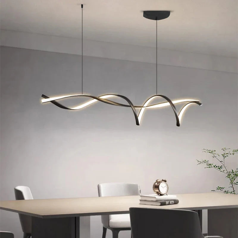 Afralia™ Black Modern LED Chandelier Dining Room Kitchen Island Bar Ceiling Fixture