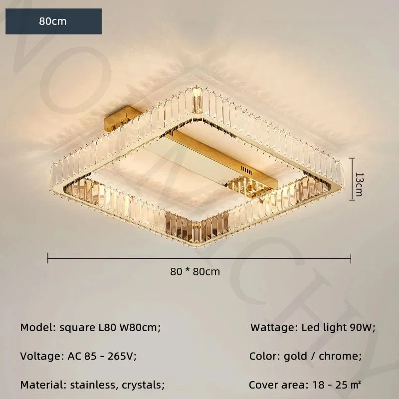 Afralia™ Crystal Luxury Ceiling Light for Living Room Bedroom Restaurant - Dimmable & Modern