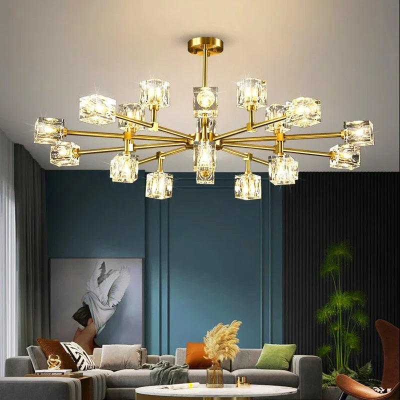 Afralia™ Crystal Chandelier Pendant Light for Living Room Bedroom Ceiling, Luxury Indoor Lighting