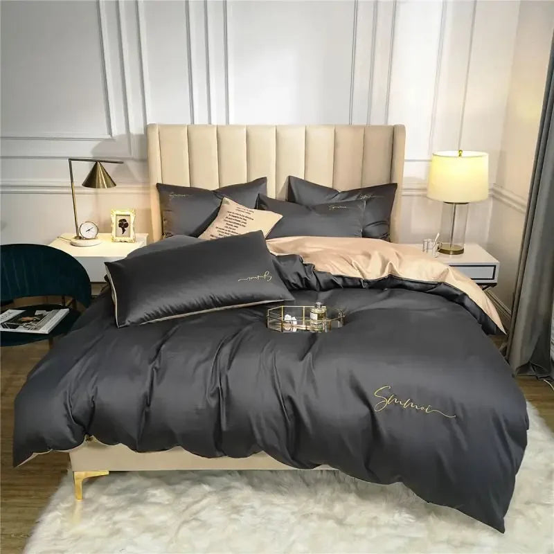 Afralia™ Egyptian Cotton Bedding Set with Sheet Pillowcase Blanket Cover - Queen King Size