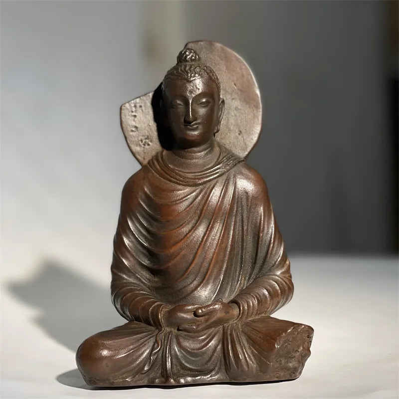 Afralia™ Ceramic Buddha Sculpture Home Decor Ornament - Retro Seated Abstract Statue