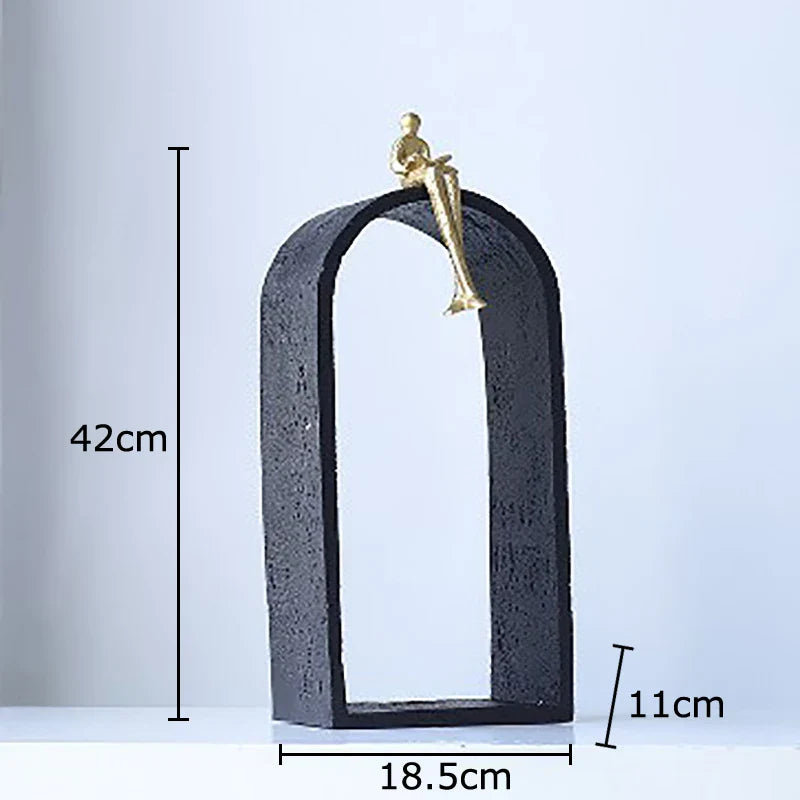 Afralia™ Reader Character Resin Sculpture Desk Ornament Abstract Geometric Statue