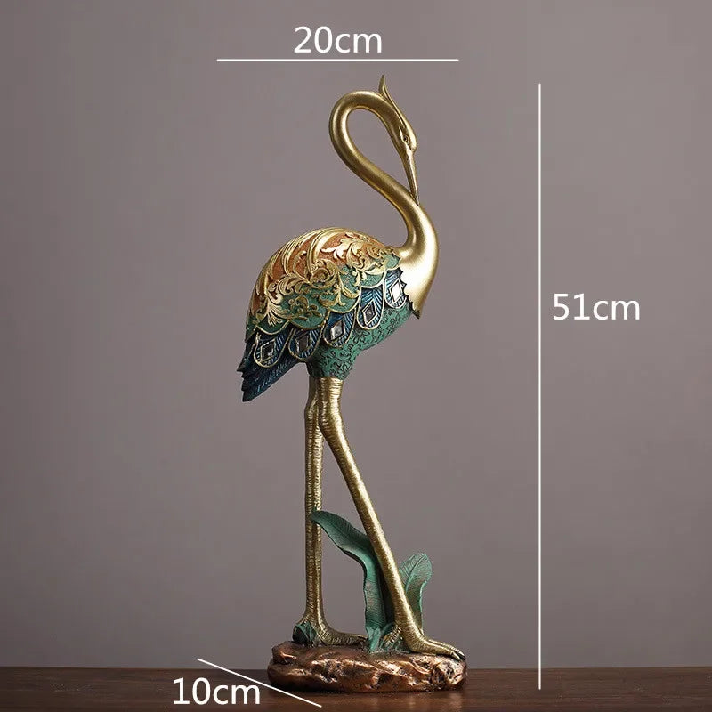 Afralia™ Crane Bird Sculpture: Handcrafted Resin Ornament for Home Decor