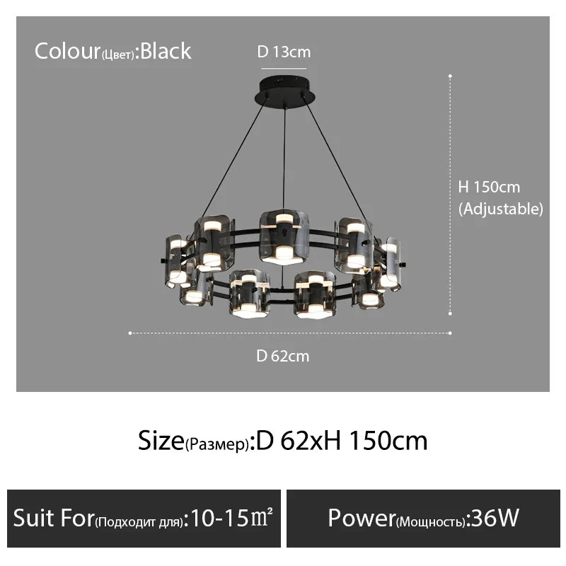 Afralia™ Modern Nordic Glass Round Chandelier with Full Copper Finish