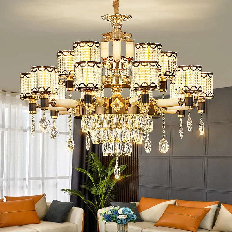 Afralia™ Luxury Crystal Chandelier Dining Living Room Bedroom Pendant Lamp