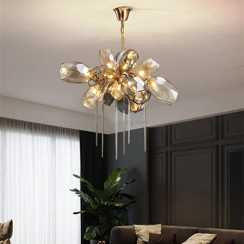 Afralia™ Modern Luxury LED Stainless Steel Crystal Chandelier Pendant Lights for Living Room and Bedroom