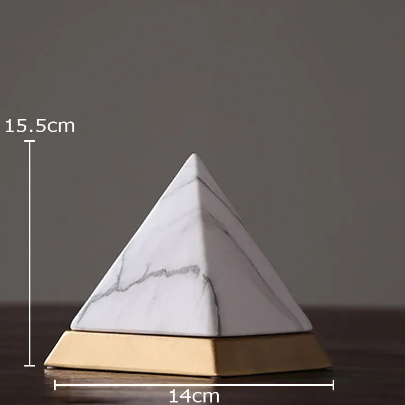 Afralia™ Marble Pyramid Ceramic Sculpture Modern Room Decor Craft Ornament