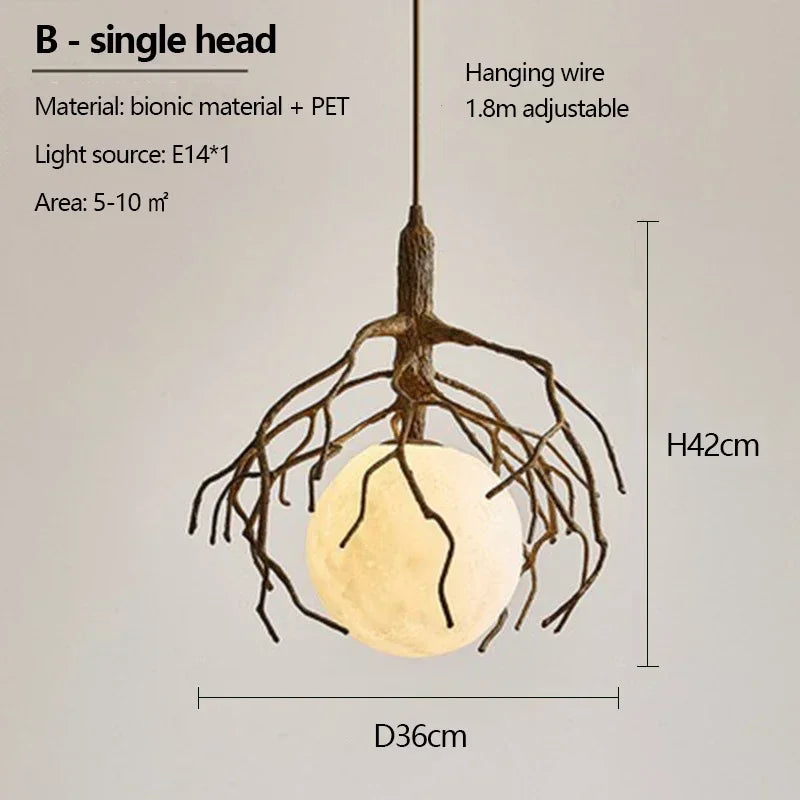 Afralia™ Retro Branch Ceiling Chandelier LED Hanging Light for Home Décor