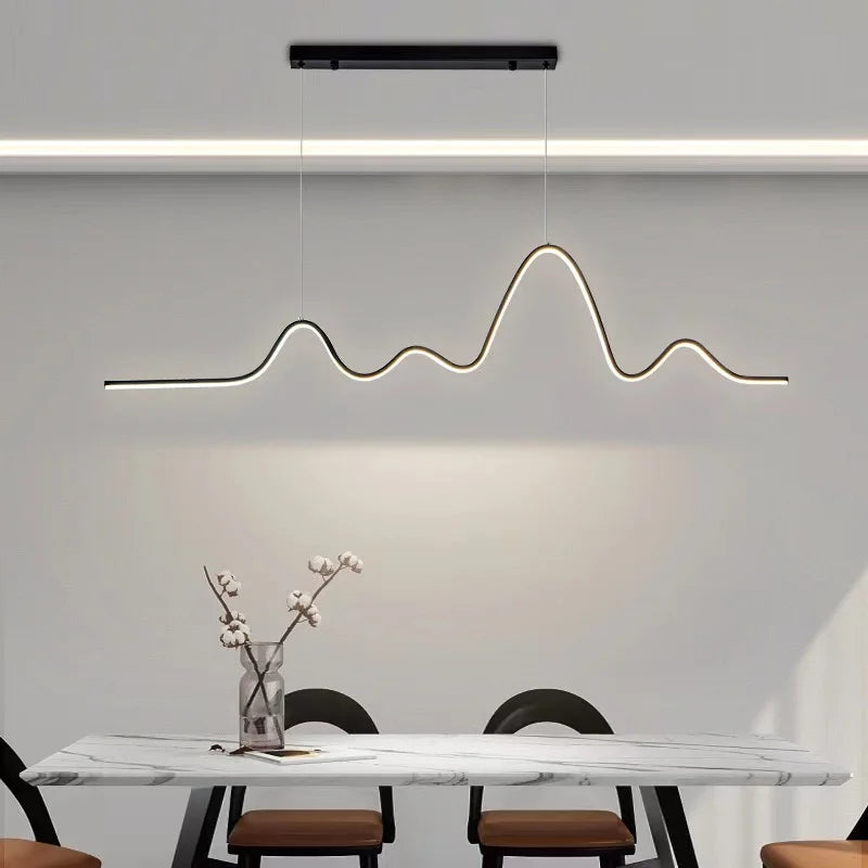 Afralia™ Wave Line Chandelier - Modern Minimalist Dark Lighting for Home, Kitchen, Office
