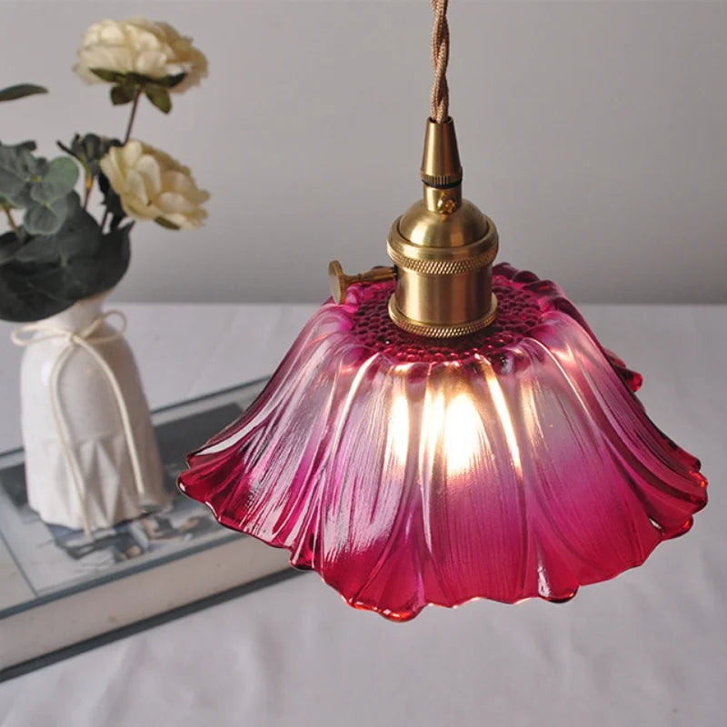Afralia™ Purple Flower Glass LED Pendant Lamp - Modern Hanging Light