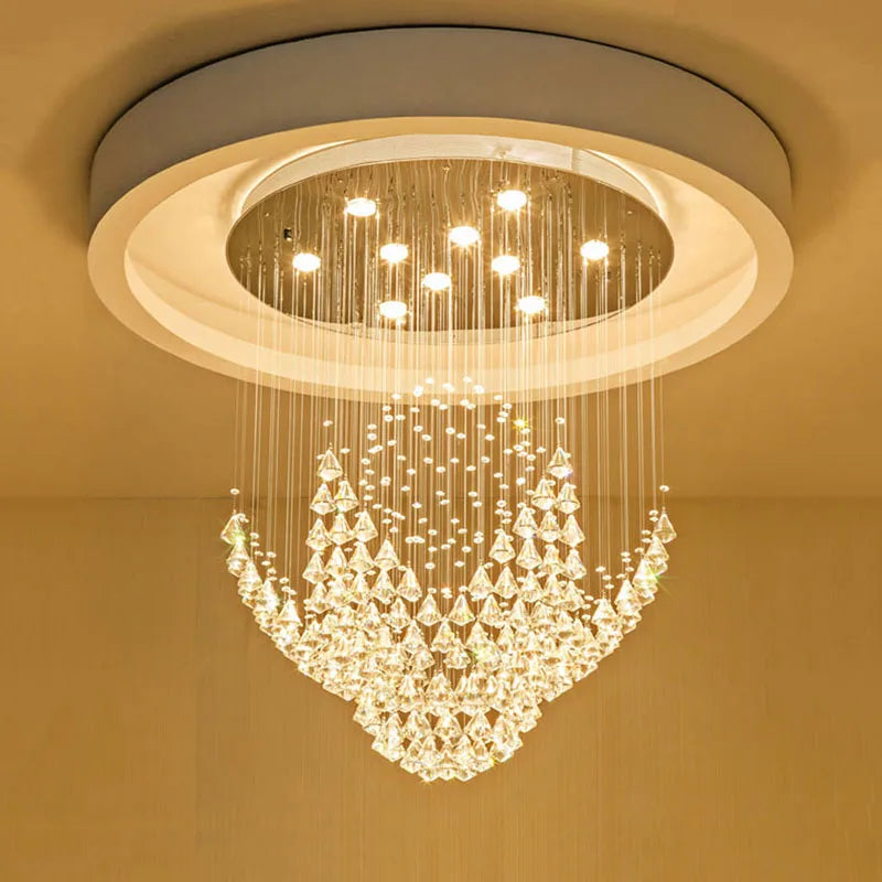 Afralia™ Diamond Crystal Chandelier LED Living Room Hotel Lighting