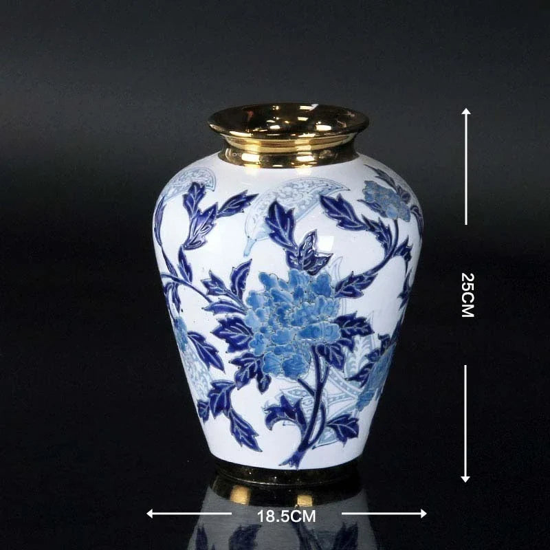 Afralia™ Blue & White Porcelain Ceramic Vase Vintage Ginger Jar Home Decor