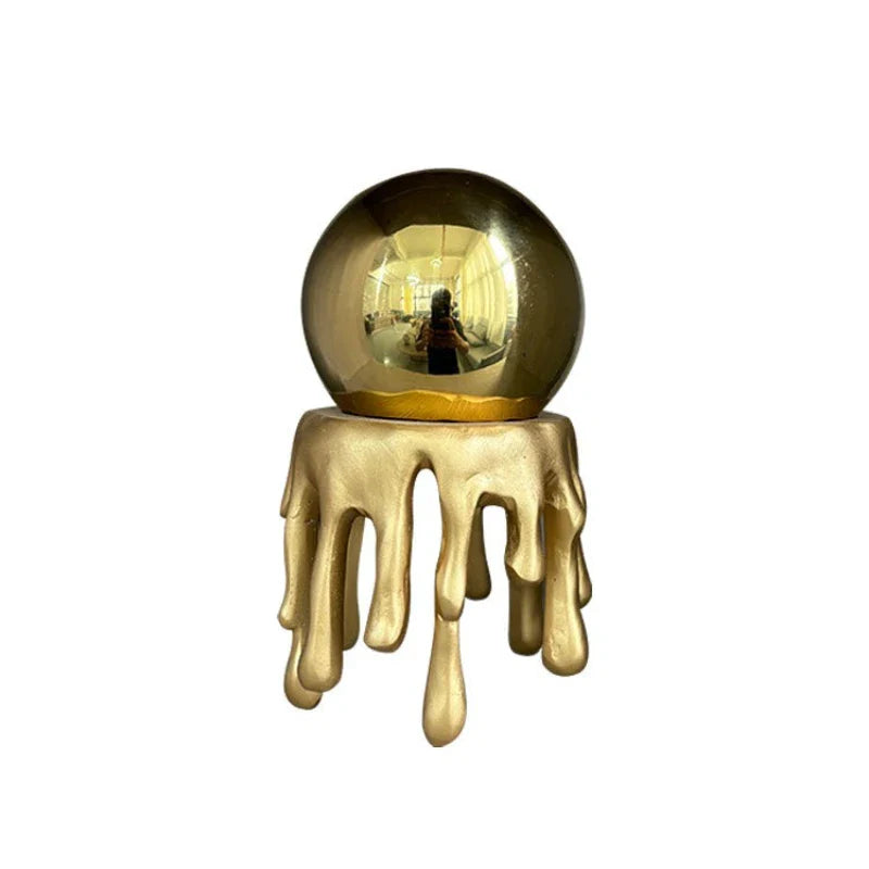 Afralia™ Golden Octopus Spherical Figurine Decorative Resin Ornament