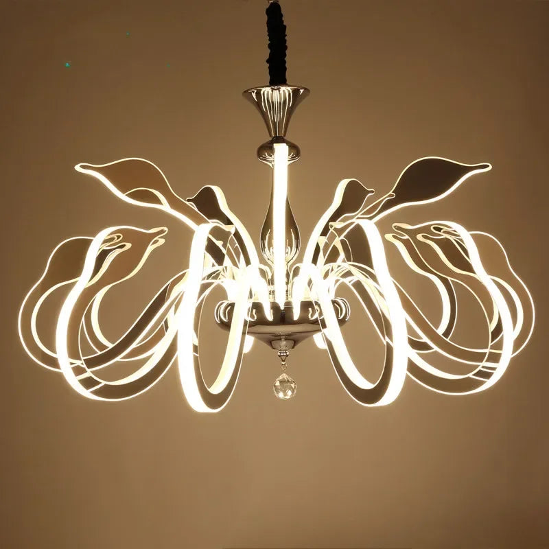 Afralia™ Swan Chandelier: Chic Spider Design, LED Salon Lighting for Bedroom and Living Room