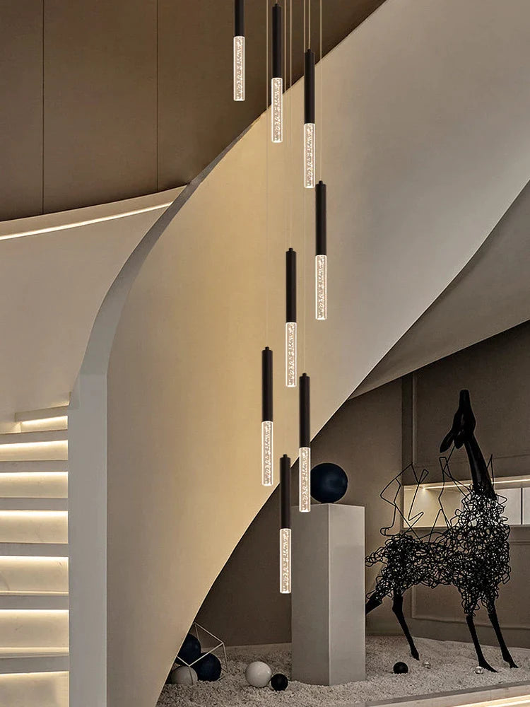 Afralia™ Cylindrical Chandelier: Modern Nordic Indoor Lighting for Living Room, Staircase & Ceiling