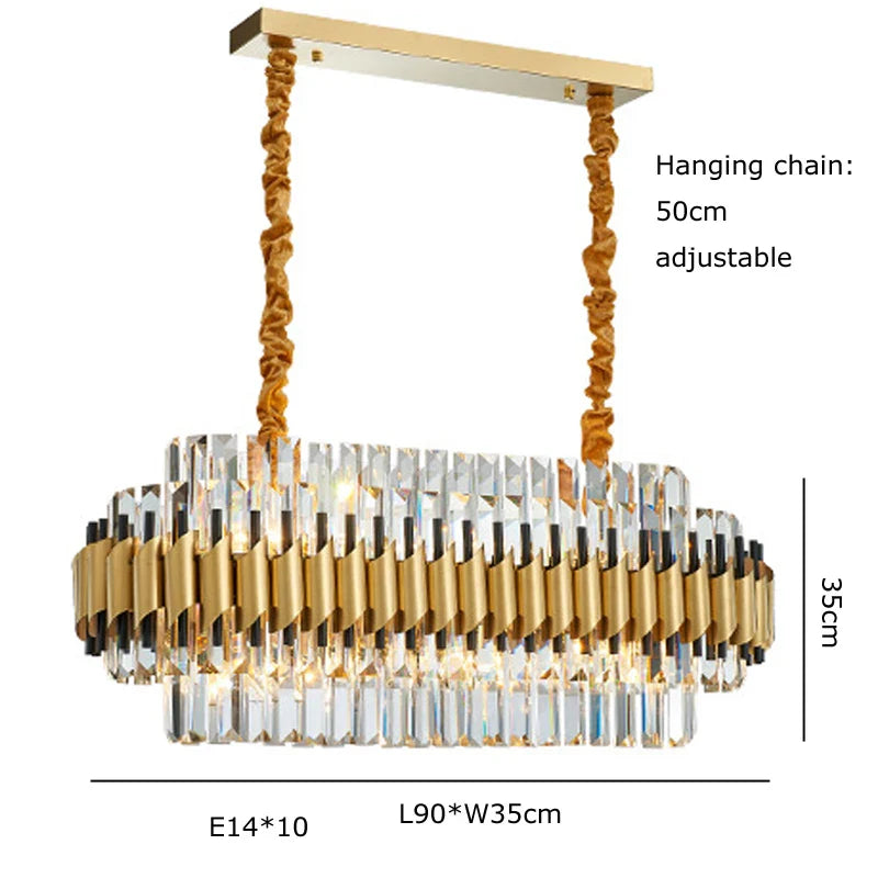 Afralia™ Gold Crystal Chandelier LED Ceiling Pendant Light - Luxurious Living Room Decor