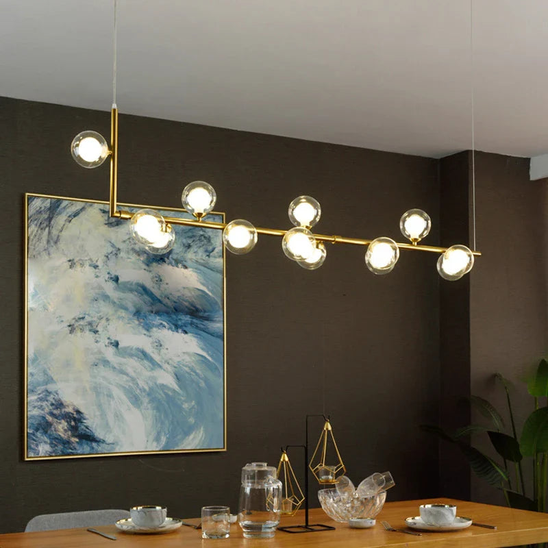 Afralia™ Glass Black Chandelier Pendant Lamp Nordic Modern Living Room Light