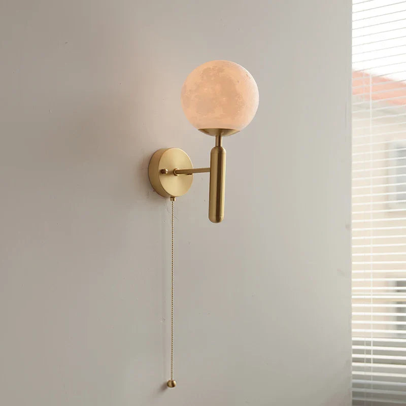 Afralia™ Moon Jupiter Copper Wall Lamp - Modern Nordic Style Wood Home Decor Lighting