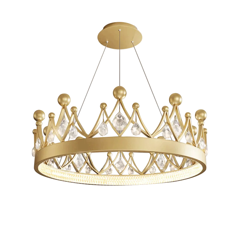 Afralia™ Crown Crystal Chandelier Pendant Light for Bedroom and Living Room Decor