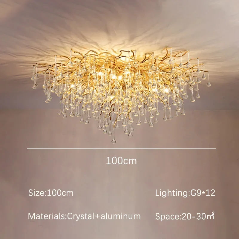 Afralia™ Gold Crystal Chandelier: Dining Living Room Kitchen Table Modern Luxury Lighting