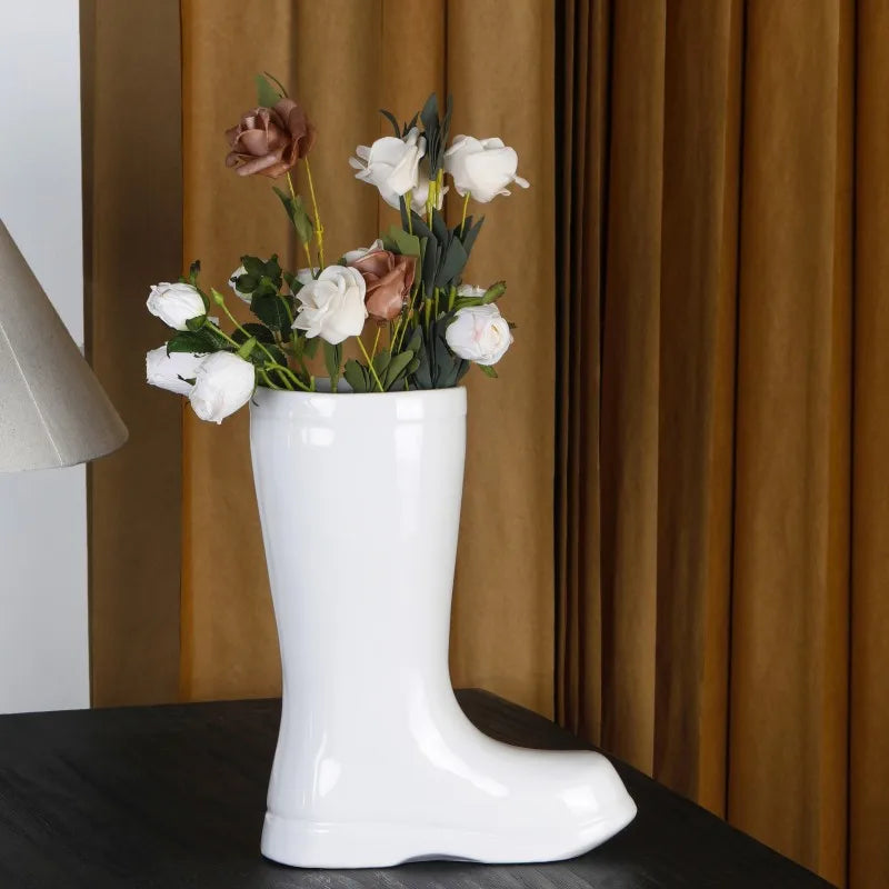 Afralia™ Ceramic Shoe Vase for Stylish Flower Arrangement and Home Decoration