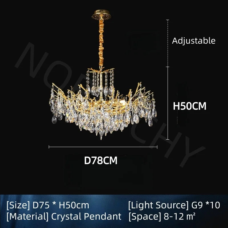 Afralia™ Elegant Gold Double Layer Crystal Chandelier LED Ceiling Pendant