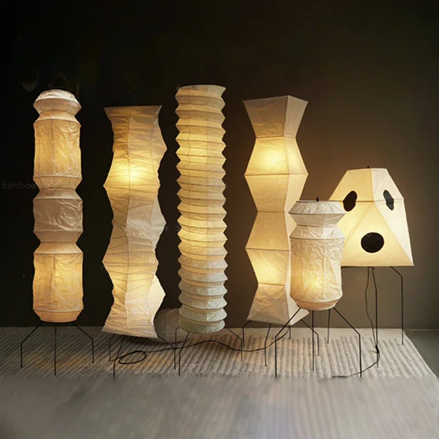 Afralia™ Wabi-sabi Noguchi Floor Lamp LED E27 Rice Paper Zen Art Lighting