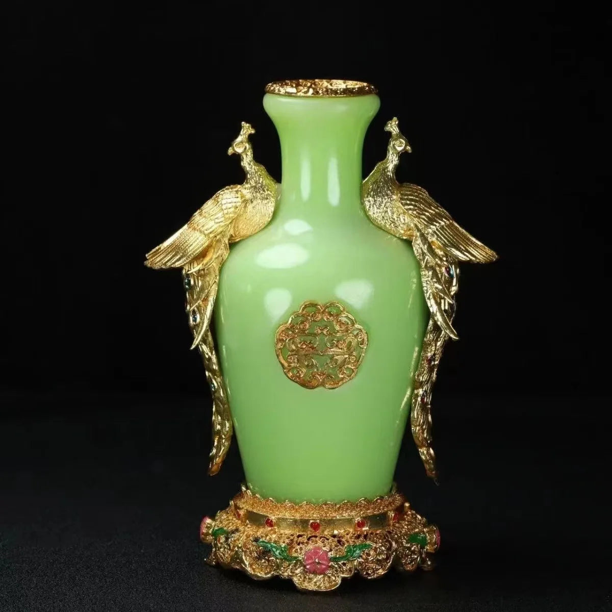 Afralia™ Qing Dynasty Qianlong Period Bronze Vase with Dragon and Phoenix