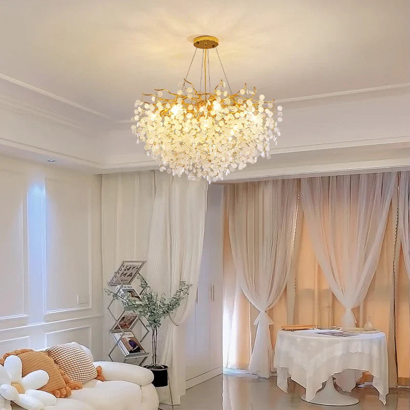 Afralia™ Gold Crystal Chandelier Pendant Light for Kitchen Island Living Room