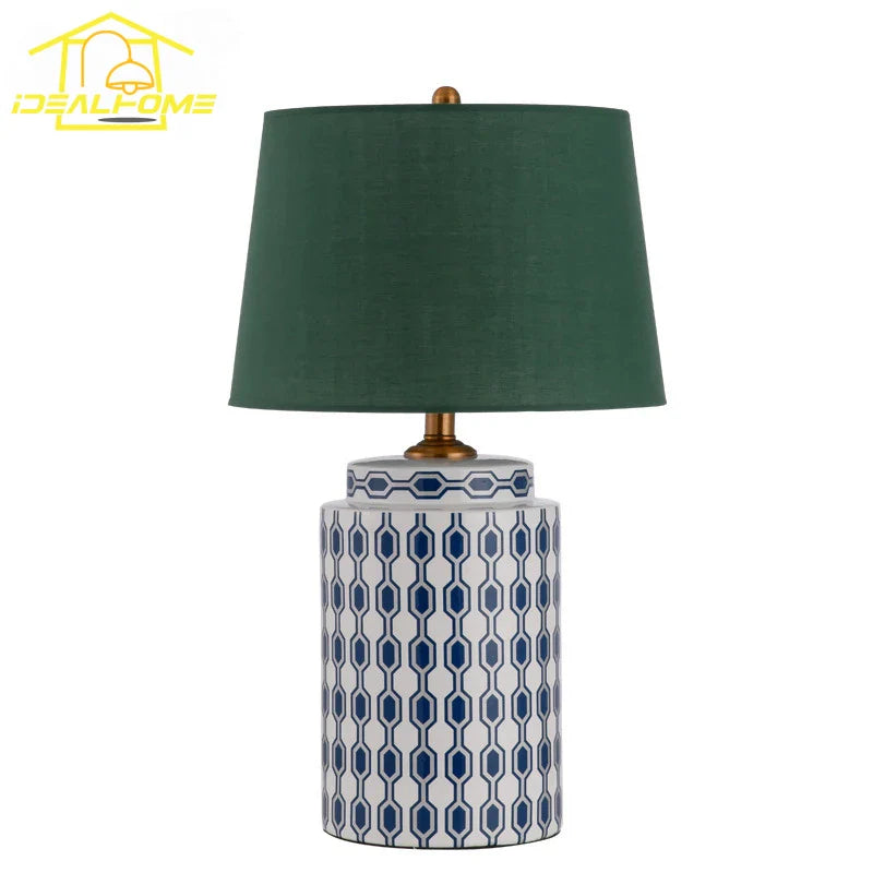 Afralia™ Blue/Orange Ceramic Table Lamp LED E27 Modern Minimalist Desk Light