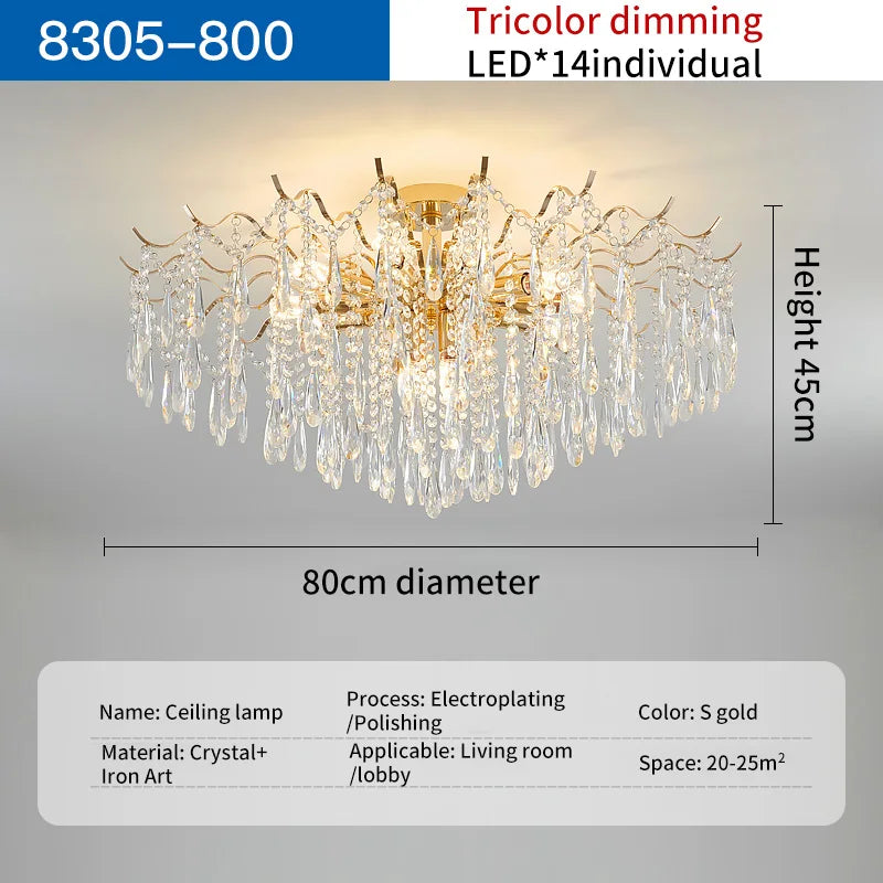 Afralia™ Elegant Crystal Chandelier for Living Room, Dining Room, Bedroom, Villa Hall