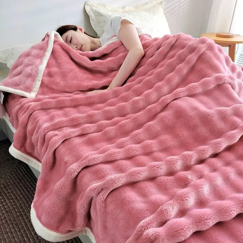 Afralia™ Bubble Velvet Blanket: Soft Cozy Flannel Sofa Cover, Single/Double, Office Nap & Air Conditioning